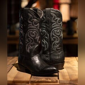 Nocona Men’s Vintage exotic black lizard skin western cowboy boots